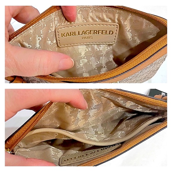 NWT Karl Lagerfeld Almond/Taupe Wristlet / Clutch / Bag - Picture 8 of 15